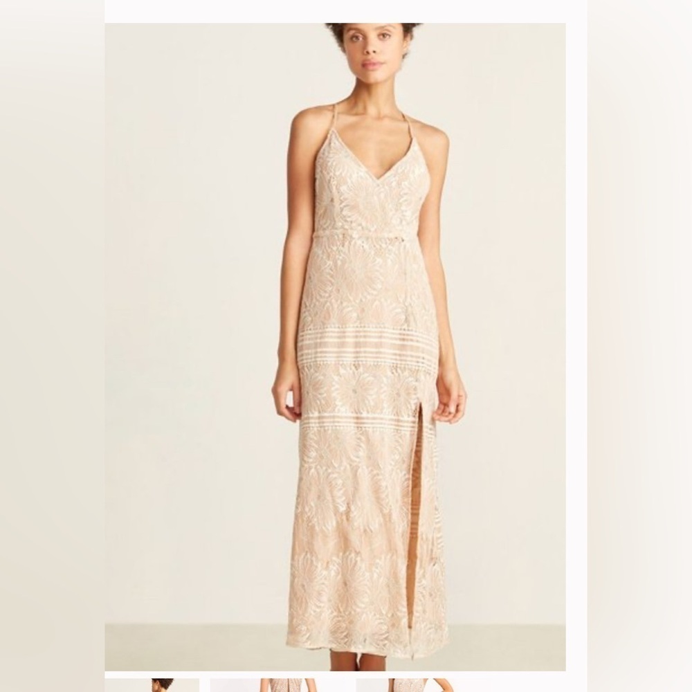Lush lace light tan cream Maxi Dress